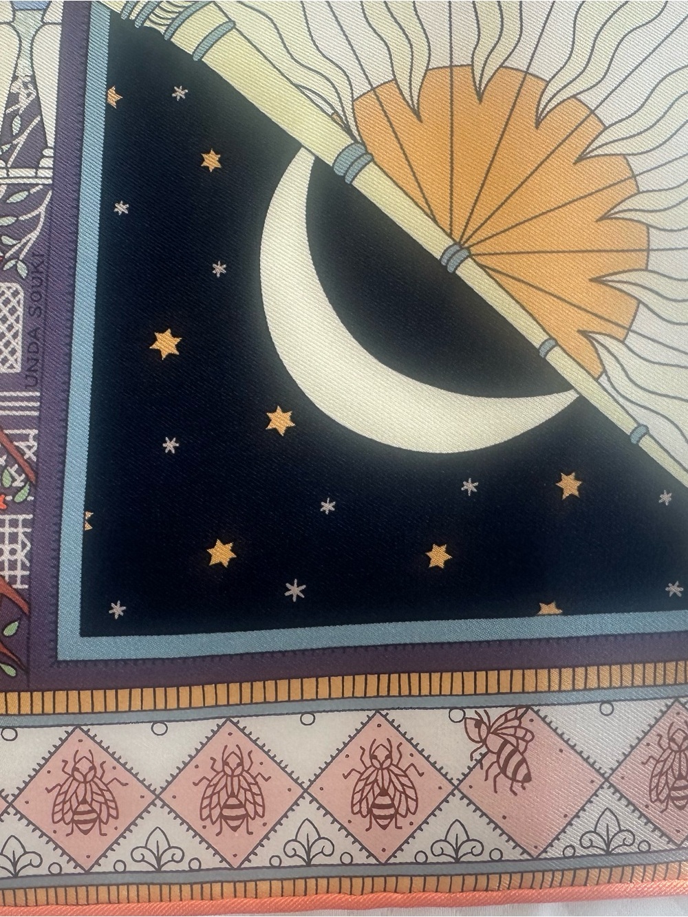 Hermes carre 90 silk scarf objects de curiosite new in box blue and orange motif - Picture 3 of 14